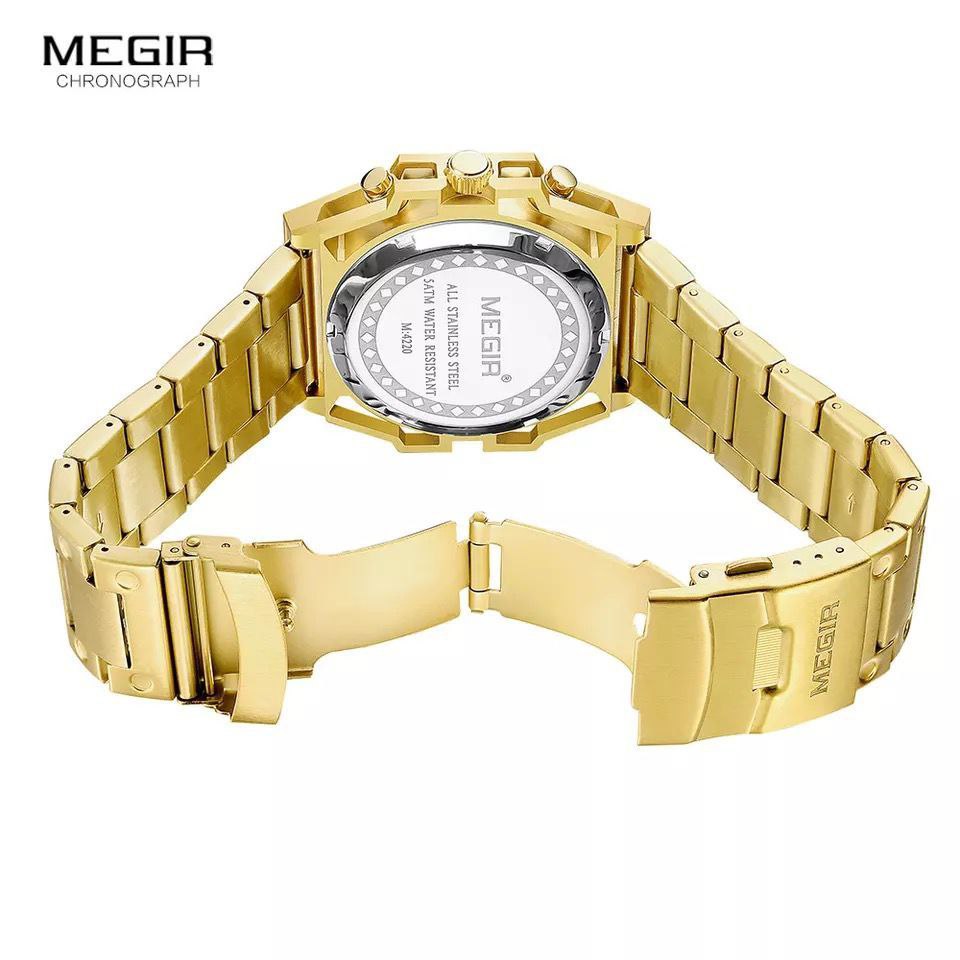 MEGIR CHRONOGRAPH GOLD SILVER COMES A MEGIR BRANDED BOX