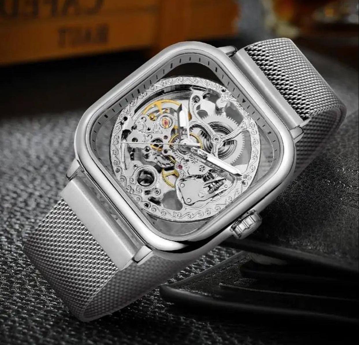 FORSINING AUTOMATIC SKELETON WATCH GOLD BLACK-SILVER BLACK-GOLD SILVER MESH STRAP WATER RESISTANT STAINLESS STEEL AUTOMATIC MOVEMENT COMES A FREE GIFT BOX ENQUIRIES
