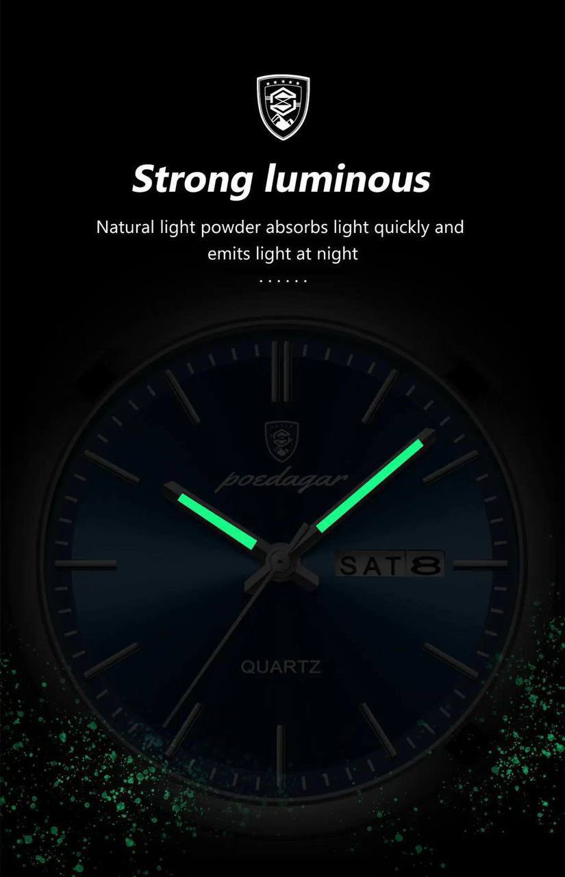 POEDAGAR GENTS WATCH DAY AND DATE DISPLAY STRONG LUMINOUS 3ATM WATERPROOF ENQUIRIES