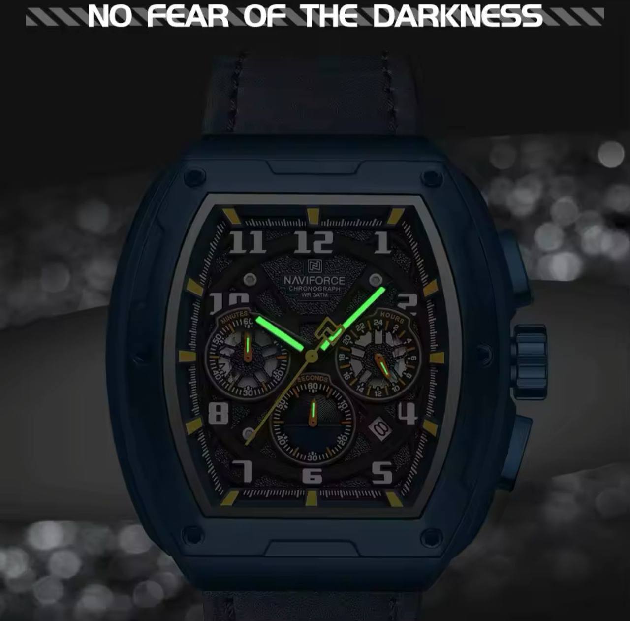 NAVIFORCE GENTS WATCH #NF 8053 CHRONOGRAPH DATE DISPLAY WATER RESISTANT BATTERY POWERED LEATHER STRAP ENQUIRIES