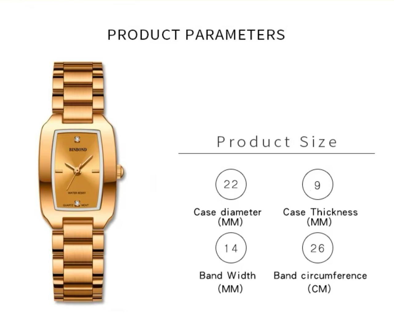 BINBOND LADIES WATER RESISTANT BATTERY POWERED NON FADE STEEL POLISH AND ENQUIRIES