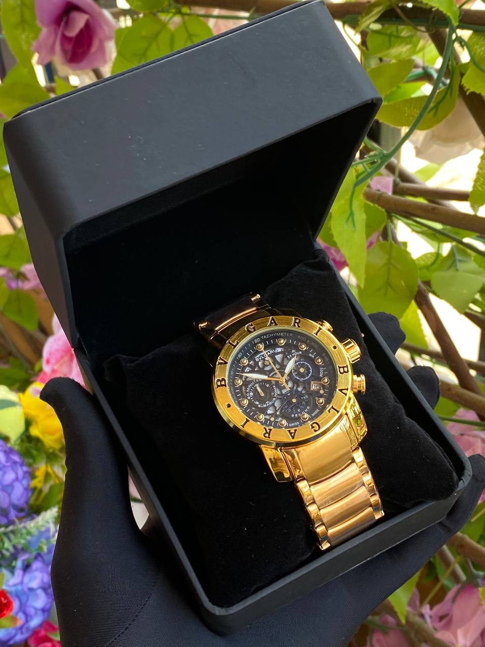 BVLGARI CHRONOGRAPH FULL CHRONOGRAPH DATE DISPLAY WATER RESISTANT BATTERY POWERED EXECUTIVE BOX