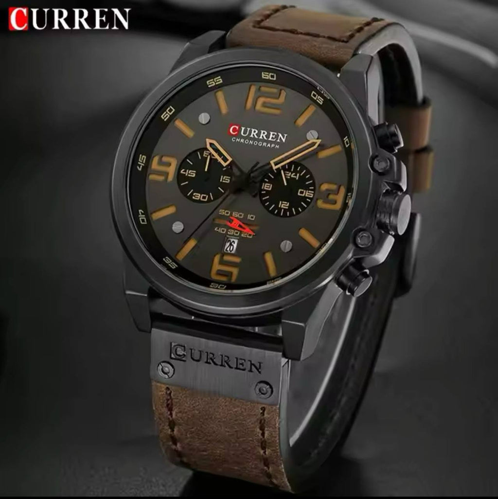 CURREN 8314 WATER RESISTANT LEATHER STRAP CHRONOGRAPH DATE DISPLAY CURREN BRANDED BOX AND ENQUIRIES