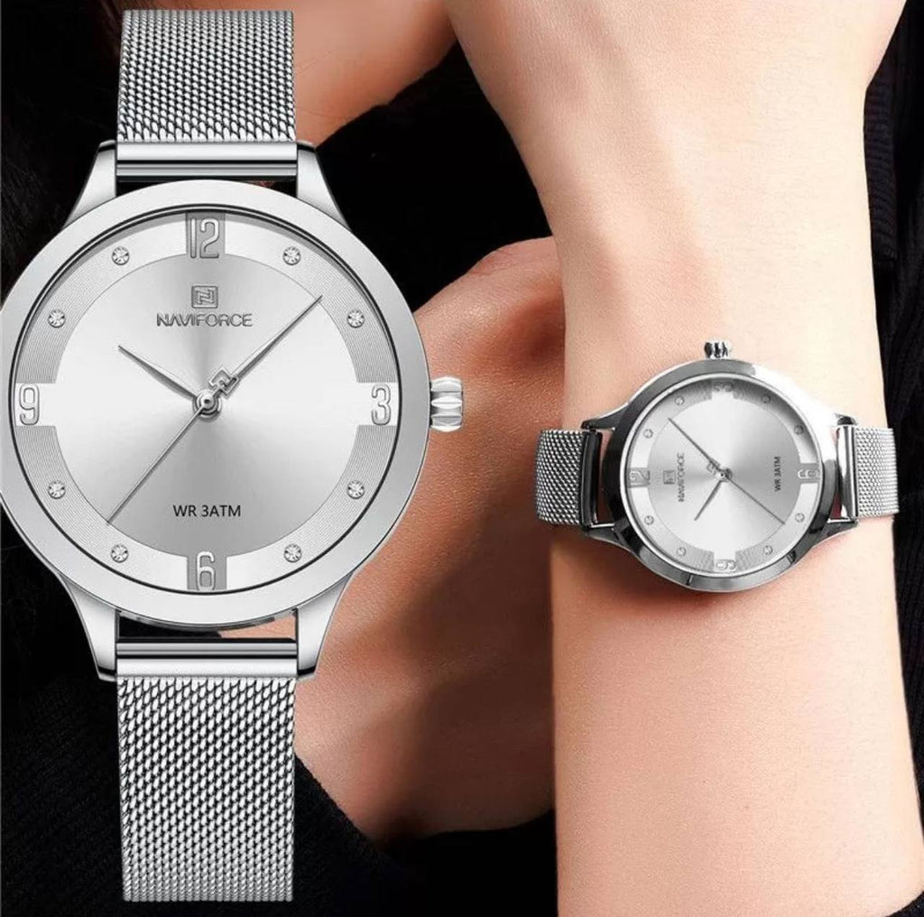 NAVIFORCE LADIES #NF5023 ADJUSTABLE MESH STRAP WATER RESISTANT STAINLESS STEEL ENQUIRIES