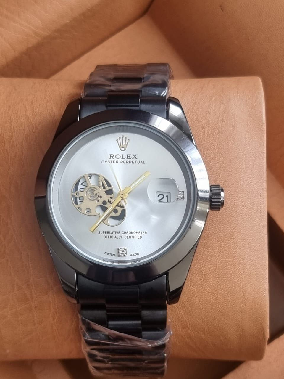 ROLEX X BRACELET BLACK SILVER TWO-TONE GOLD