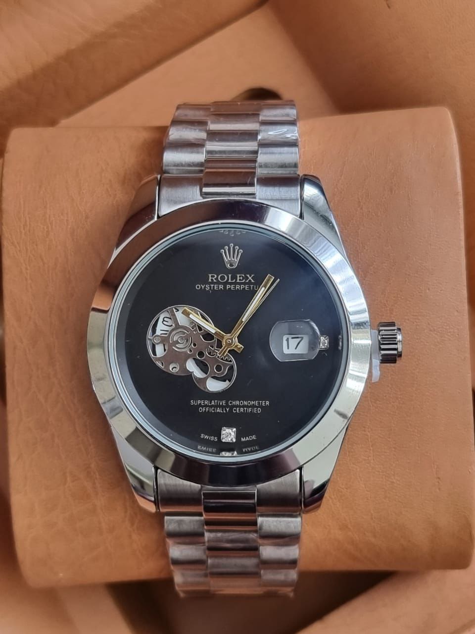 ROLEX X BRACELET BLACK SILVER TWO-TONE GOLD