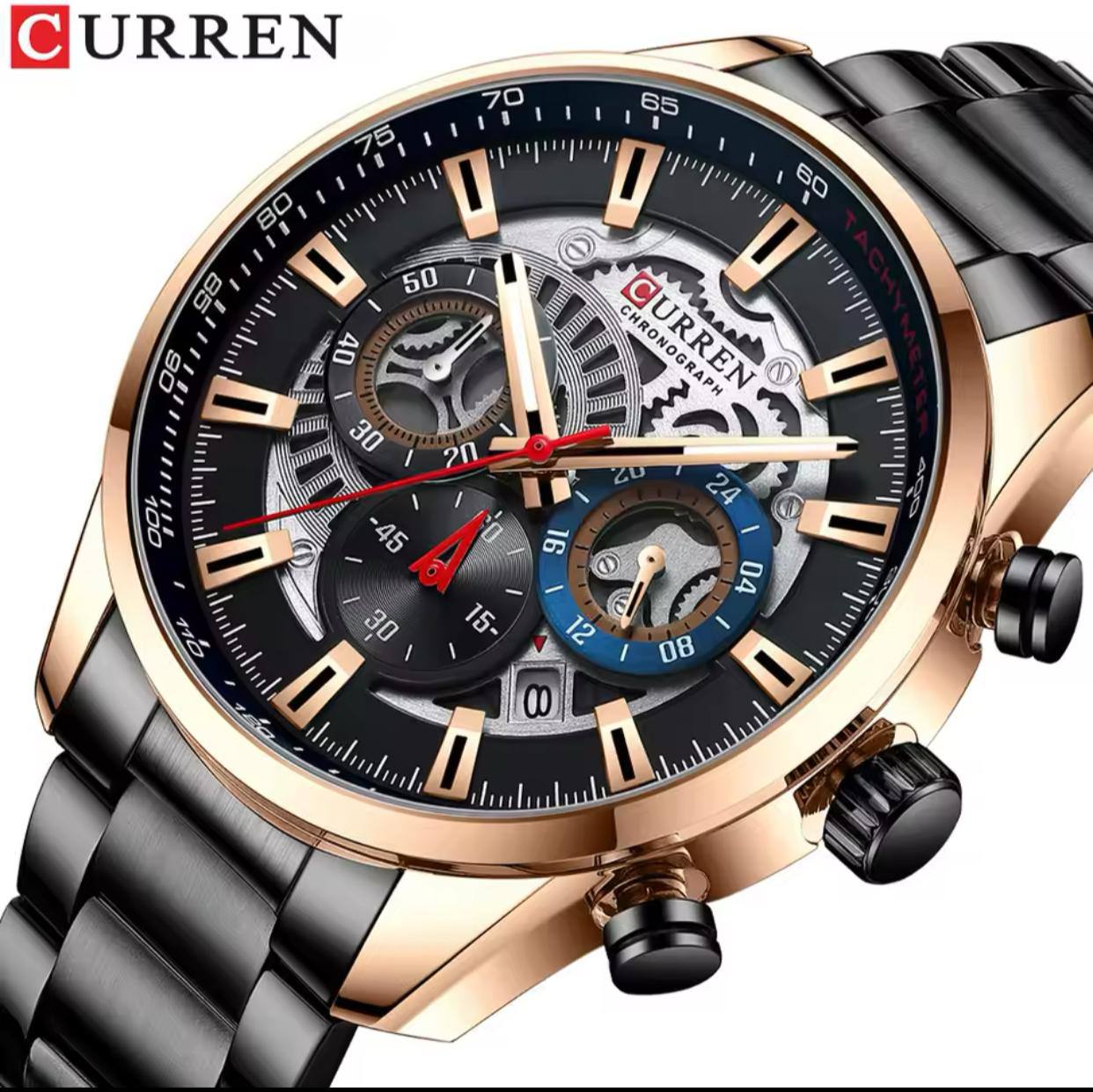 !! CURREN GENTS WATCH #8391 WATER RESISTANT CHRONOGRAPH MOVEMENT DATE DISPLAY BATTERY POWERED LUMINOUS ARMS 2 COLOR OPTIONS CURREN BRANDED BOX ENQUIRIES