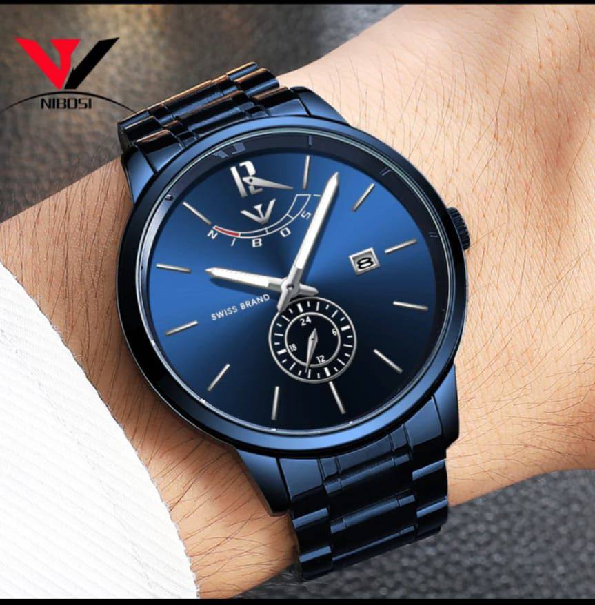 NIBOSI WATCHES DATE DISPLAY WATER RESISTANT BATTERY POWERED STAINLESS STEEL ENQUIRIES