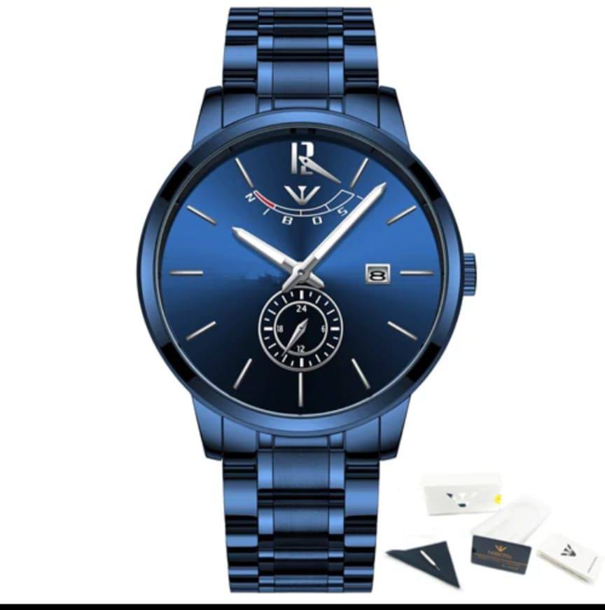 NIBOSI WATCHES DATE DISPLAY WATER RESISTANT BATTERY POWERED STAINLESS STEEL ENQUIRIES