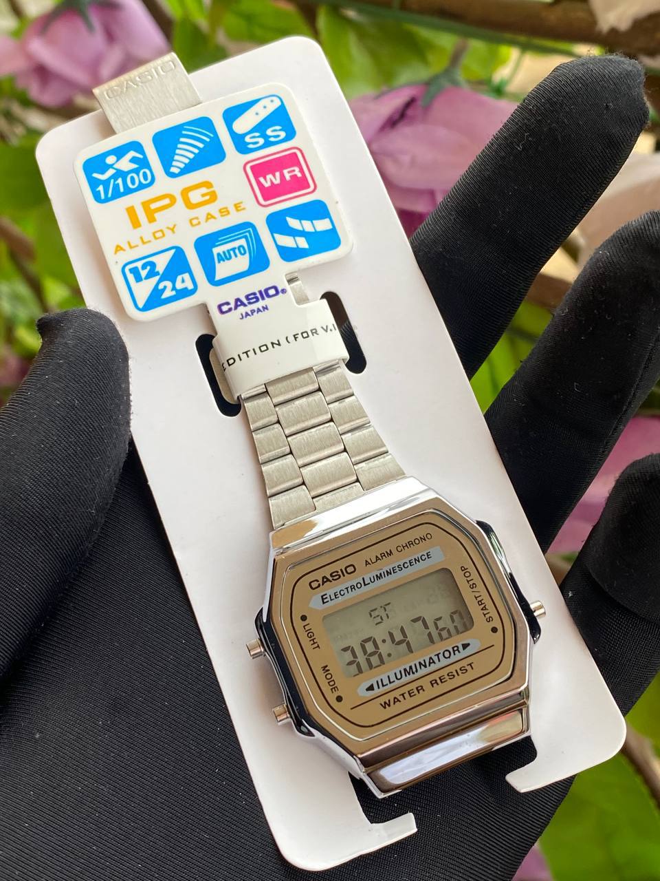 CASIO DIGITAL WATCH LIGHT BUTTON DIGITAL DISPLAY STAINLESS STEEL BATTERY POWERED BLACK&SILVER ENQUIRIES