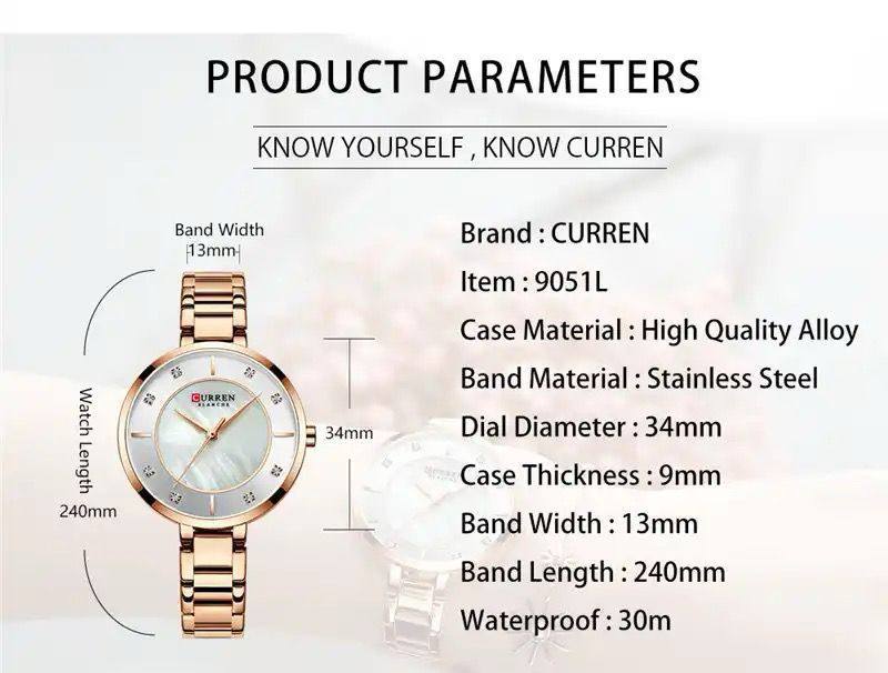 CURREN LADIES #9051 WATER RESISTANT BATTERY POWERED CURREN BRANDED BOX ENQUIRIES