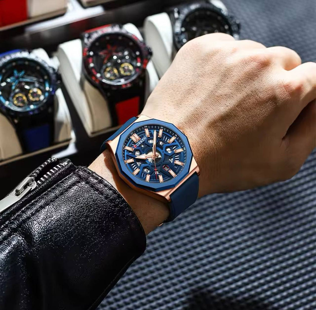 MEGIR LEATHER DATE DISPLAY BATTERY POWERED CHRONOGRAPH MOVEMENT LUMINOUS ARMS LEATHER STRAP AND ENQUIRIES 0712975996