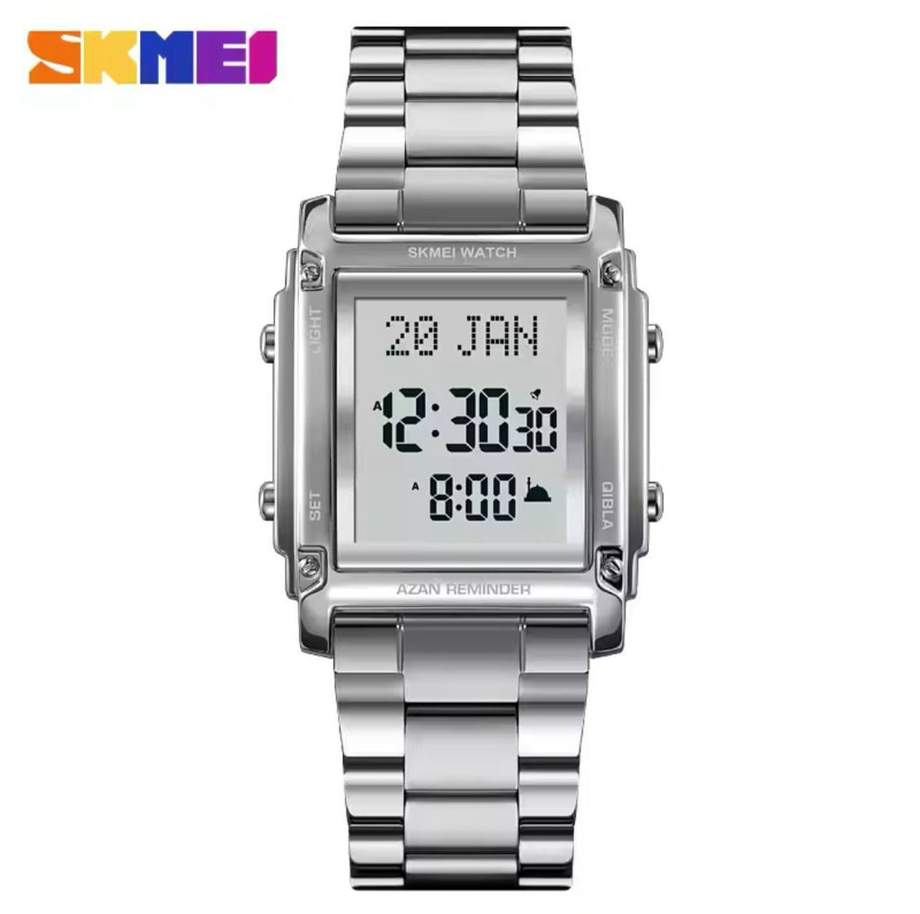 SKMEI 2277 AZAN REMINDER DIGITAL DISPLAY TIME,DAY AND DATE LIGHT BUTTON 3ATM WATER RESISTANT AND ENQUIRIES