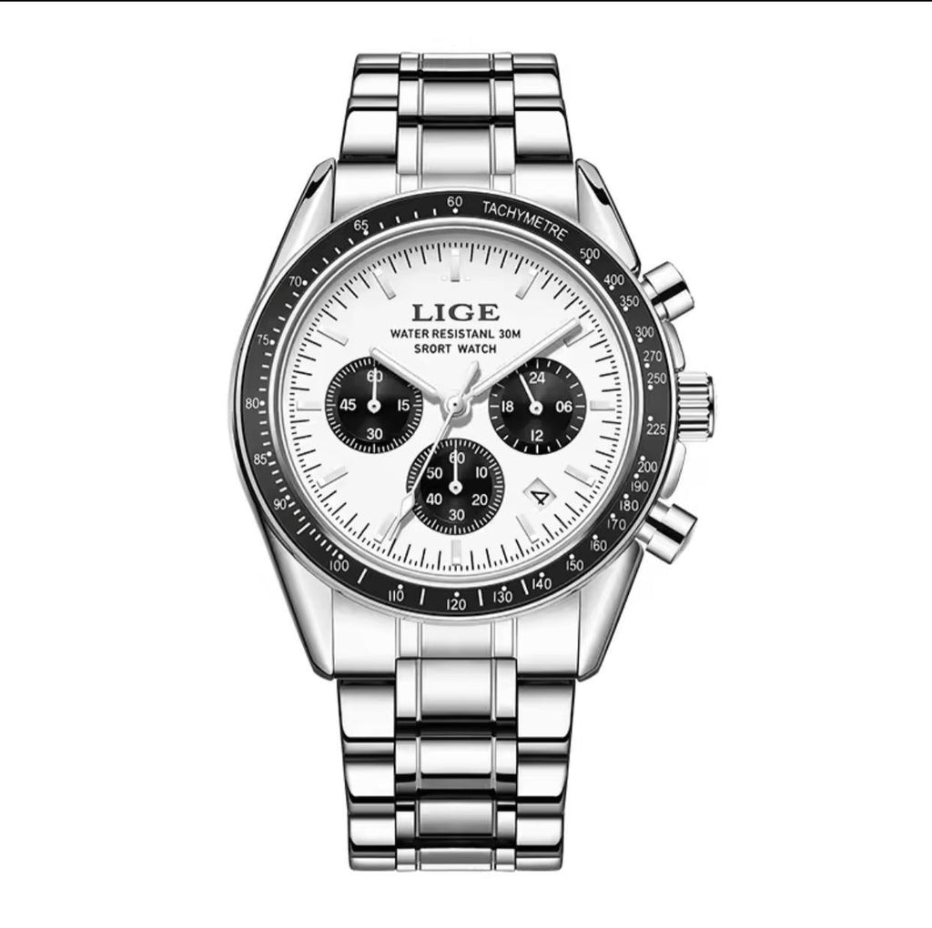 LIGE GENTS WATCH LG89137 FULL CHRONOGRAPH(DAY,24HRS,DATE) WATERPROOF 30M LUMINOUS STAINLESS STEEL LIGE BRANDED BOX INCLUSIVE ENGRAVING SERVICES ENQUIRIES