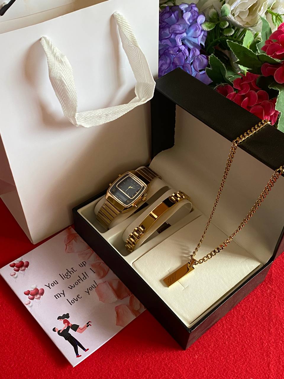 MEN VALENTINES PACKAGE WATCH ENGRAVABLE BRACELET ENGRAVABLE MEN NECKLACE/CHAIN PREMIUM BOX CARD&BAG WE OFFER ENGRAVING SERVICES ENQUIRIES