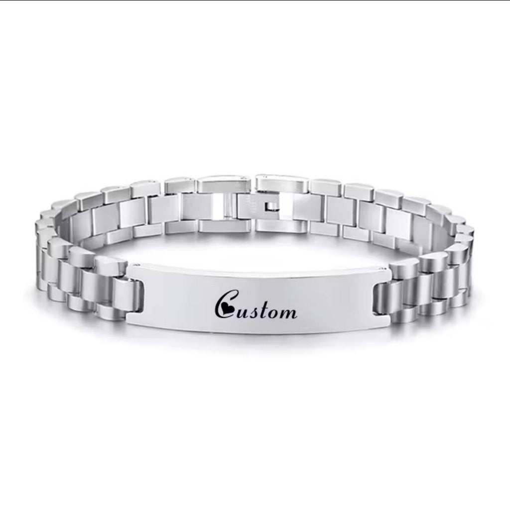 ARRIVALS ENGRAVABLE MEN BRACELETS STAINLESS STEEL NON FADE WE OFFER ENGRAVING SERVICES AND ENQUIRIES