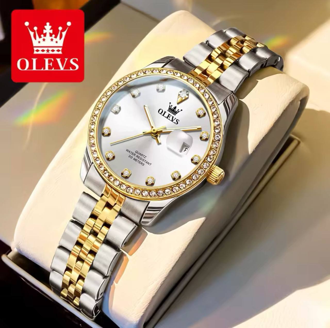 OLEVS LADIES 3962 STAINLESS STEEL DATE DISPLAY STYLISH LADY WATCH WATER RESISTANT NON FADE ENGRAVING SERVICES