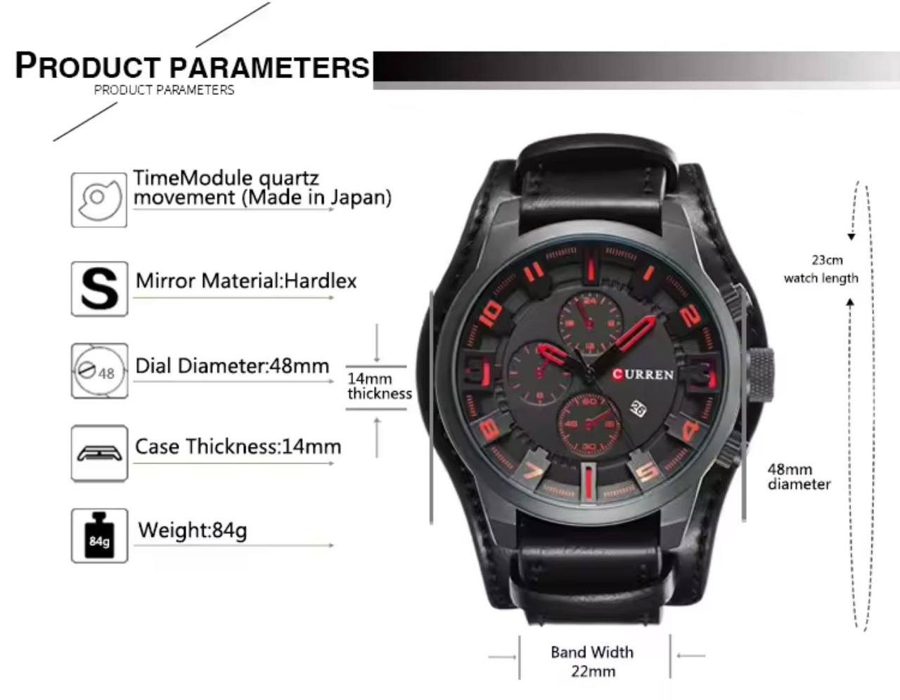 CURREN GENTS #8225 WATER RESISTANT BATTERY POWERED DATE DISPLAY 3 COLOR OPTIONS CURREN BRANDED BOX