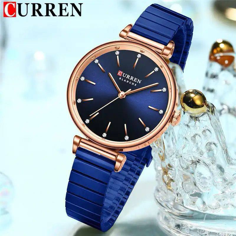 CURREN LADIES #9081 (METALLIC ) WATER RESISTANT BATTERY POWERED STAINLESS STEEL ENGRAVING SERVICES CURREN BRANDED BOX ENQUIRIES