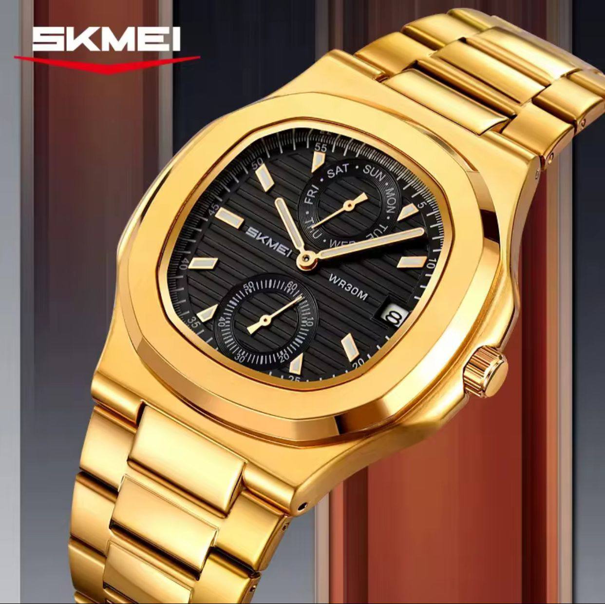 ARRIVALS SKMEI 2423 CHRONOGRAPH GENTS WATCH CHRONOGRAPH MOVEMENT DATE DISPLAY BATTERY POWERED LEATHER STRAP WATER RESISTANCE 30M ENGRAVING SERVICES