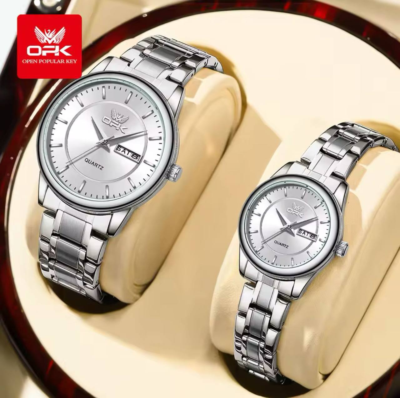 ‼ BRAND ALERT ‼ OPK LADIES WATCH #8167 DATE DISPLAY STAINLESS STEEL BATTERY POWERED WATER RESISTANT ENGRAVING SERVICES ENQUIRIES