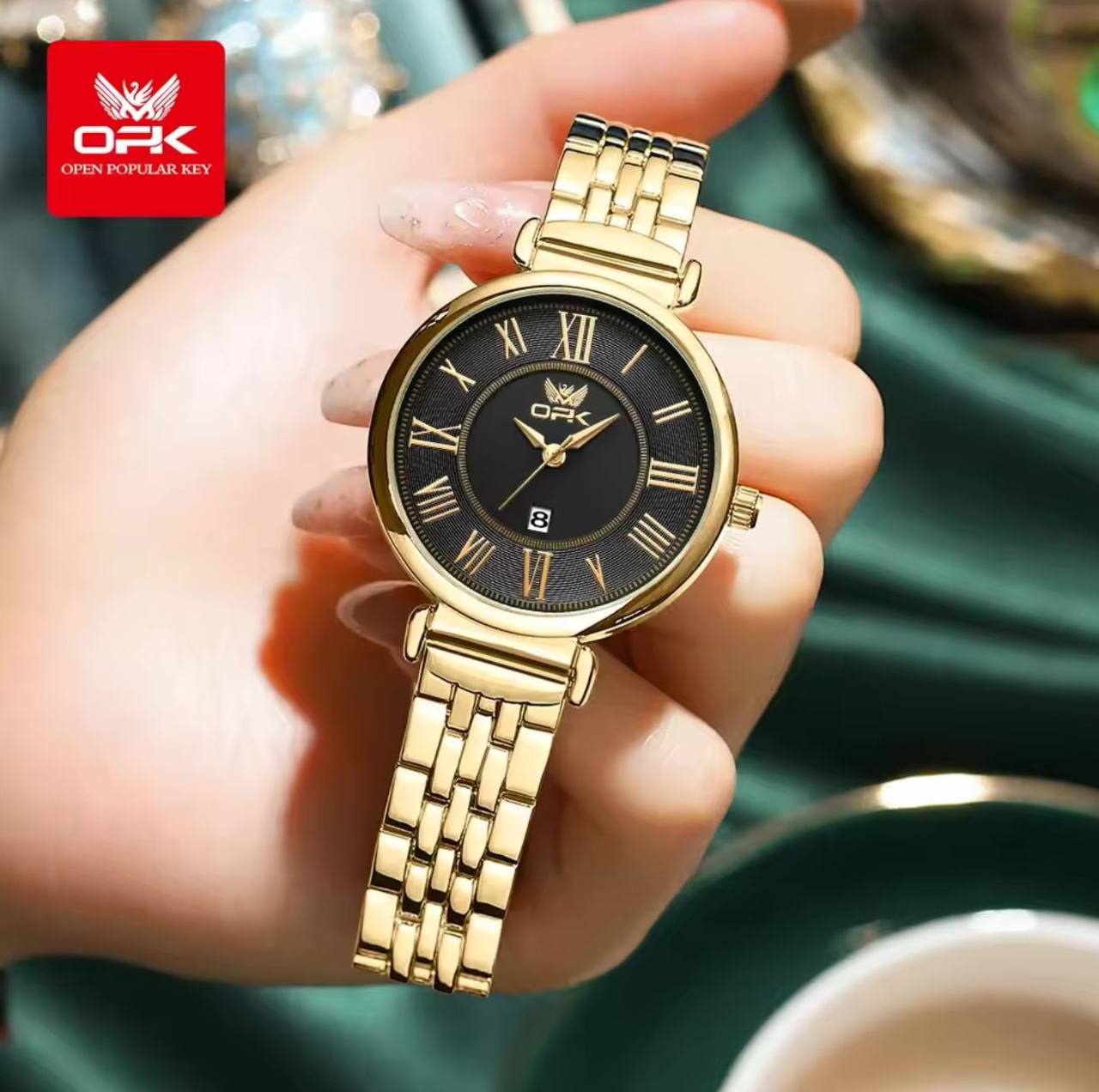 ‼ BRAND ALERT ‼ OPK LADIES WATCH #8167 DATE DISPLAY STAINLESS STEEL BATTERY POWERED WATER RESISTANT ENGRAVING SERVICES ENQUIRIES