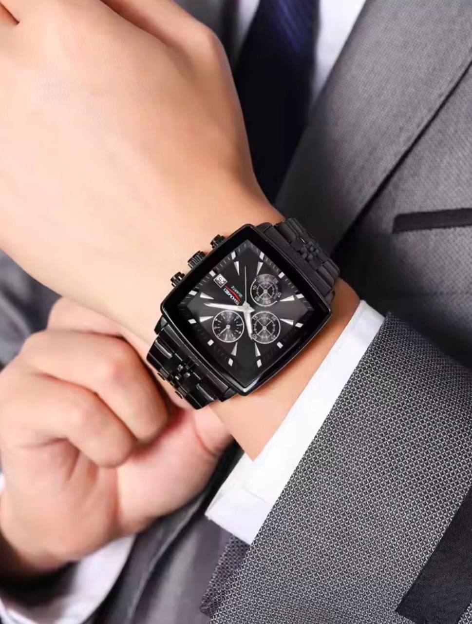 SKMEI CHRONOGRAPH GENTS WATCH #2434 CHRONOGRAPH MOVEMENT BATTERY POWERED STAINLESS STEEL DATE DISPLAY ENGRAVING SERVICES SKMEI BRANDED TIN ENQUIRIES