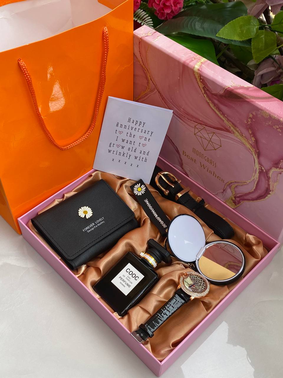 🧧6 1 LADIES BIRTHDAY X ANNIVERSARY GIFT PACK 🧧 PERFUME POCKET MIRROR BELT KEY HOLDER PURSE/WALLET WATCH WE ENGRAVE GIFTS ENQUIRIES