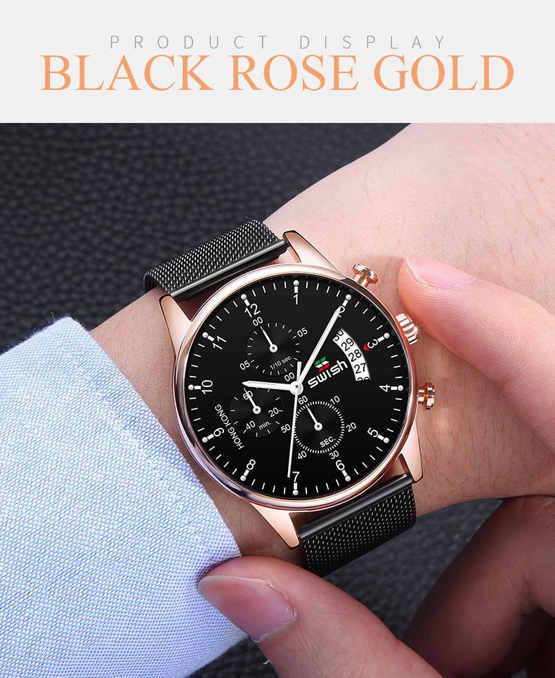 SWISH CHRONOGRAPH DATE DISPLAY CHRONOGRAPH ADJUSTABLE MESH STRAP