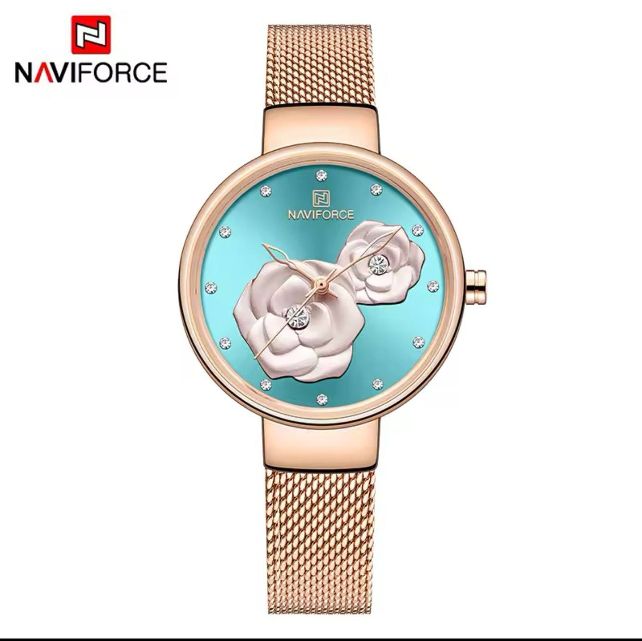 NAVIFORCE LADIES #NF5013 3 COLOURS ADJUSTABLE MESH STRAP WATER RESISTANT ENGRAVING SERVICES FROM ENQUIRIES
