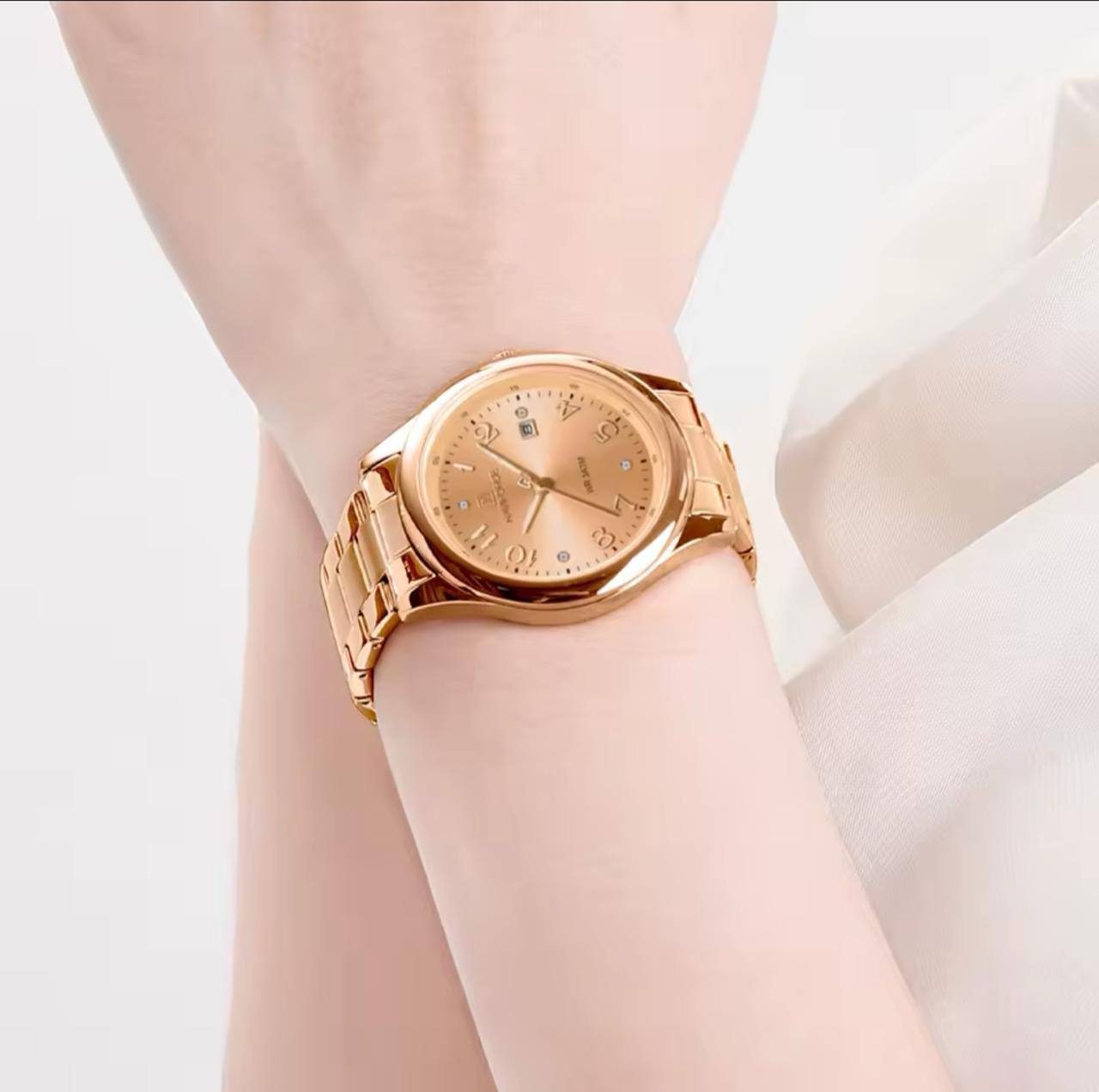 NAVIFORCE LADIES #NF5059 STAINLESS STEEL WATER RESISTANT BATTERY POWERED QUARTZ CALENDER 5 COLOR OPTIONS ENGRAVING SERVICES ENQUIRIES