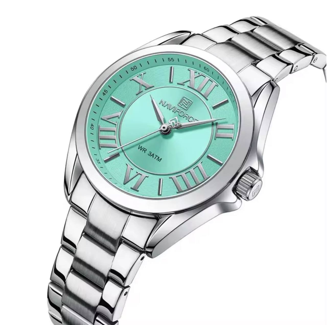 NAVIFORCE GENTS WATCH #NF 9197 ANALOGUE & DIGITAL DISPLAY LIGHT BUTTON WATER RESISTANT BATTERY POWERED GOLD SILVER ENGRAVING SERVICES ENQUIRIES