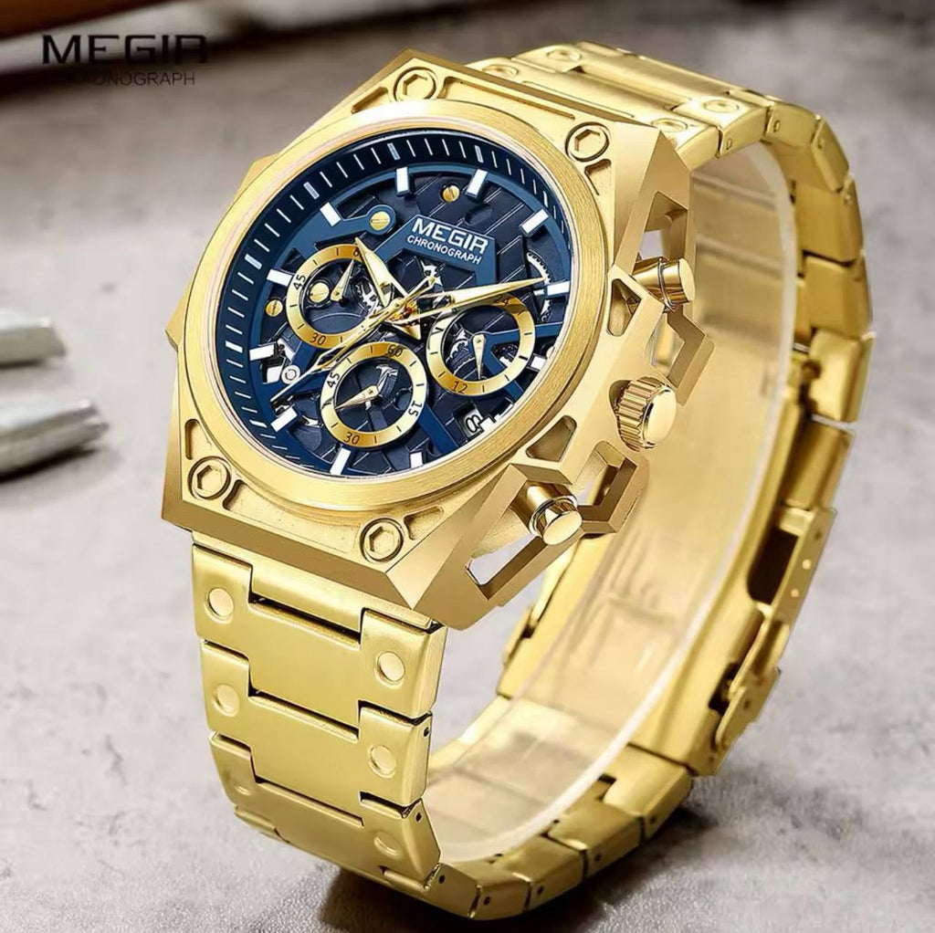 MEGIR CHRONOGRAPH FULL CHRONOGRAPH DATE DISPLAY 5ATM WATER RESISTANT LUMINOUS DIAL ENGRAVING SERVICES AND ENQUIRIES
