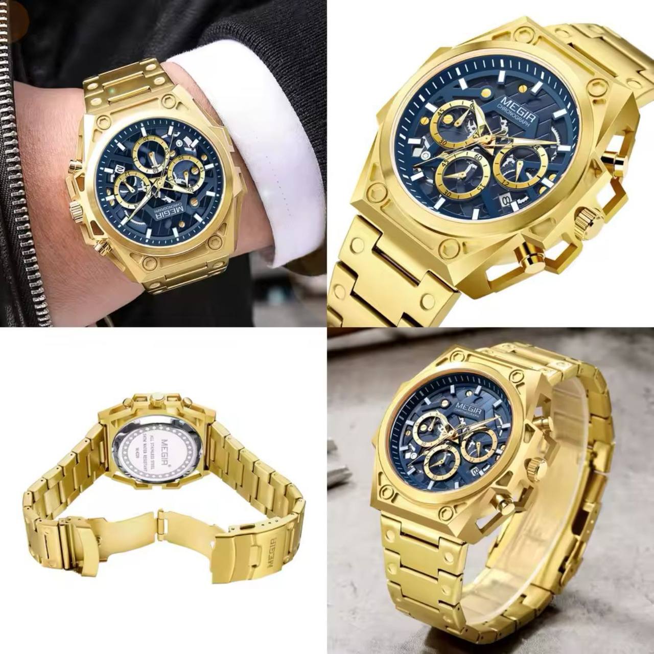 MEGIR CHRONOGRAPH FULL CHRONOGRAPH DATE DISPLAY 5ATM WATER RESISTANT LUMINOUS DIAL ENGRAVING SERVICES AND ENQUIRIES