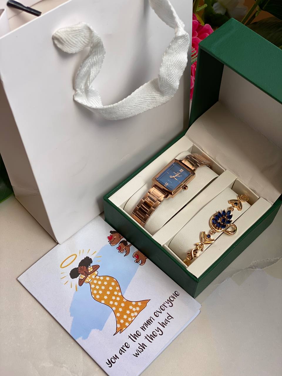 MOTHERS DAY GIFT PACK‍🦳 WATCH BRACELET CARD,BOX AND BAG ENGRAVING SERVICES FROM AND ENQUIRIES