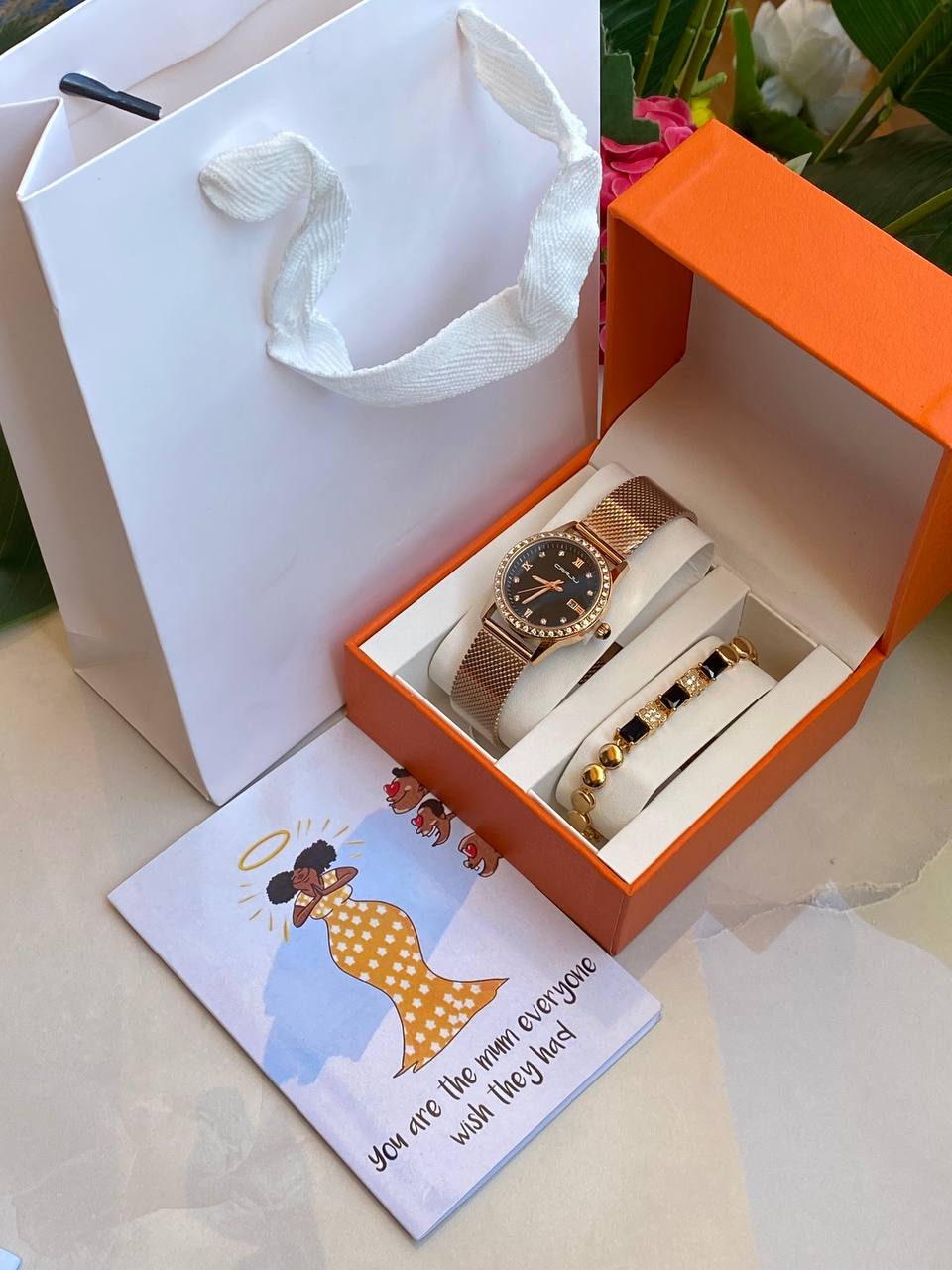 MOTHERS DAY GIFT PACK‍🦳 WATCH BRACELET CARD,BOX AND BAG ENGRAVING SERVICES FROM AND ENQUIRIES