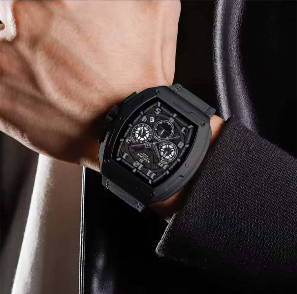 NAVIFORCE GENTS WATCH #NF 8053 CHRONOGRAPH DATE DISPLAY WATER RESISTANT BATTERY POWERED LEATHER STRAP ENGRAVING SERVICES FROM & ENQUIRIES