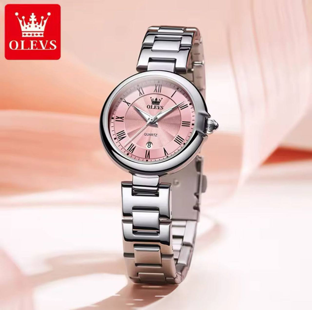 OLEVS LADIES 5608 STAINLESS STEEL DATE DISPLAY STYLISH LADY WATCH WATER RESISTANT NON FADE ENGRAVING SERVICES