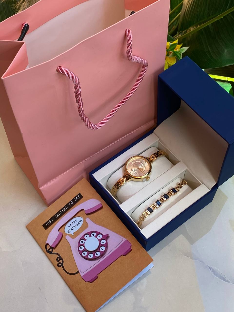 HAPPY BIRTHDAY X ANNIVERSARY GIFT LADIES GIFT SET WATCH BRACELET BOX,BAG & CARD ENGRAVING SERVICES & ENQUIRIES