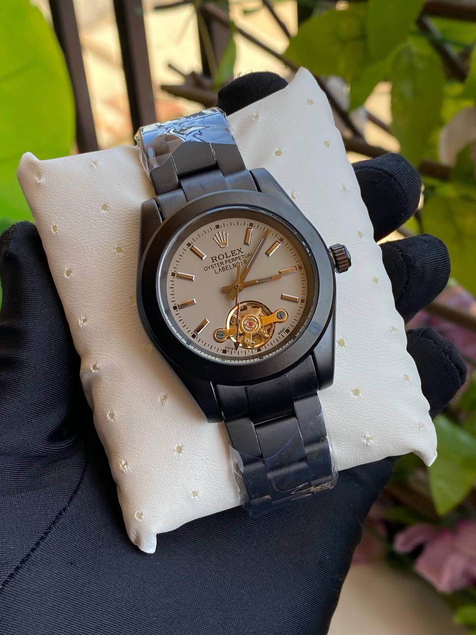 ROLEX AUTOMATIC GENTS WATCH TOURBILLON MACHINE WATER RESISTANT STAINLESS STEEL ROLEX BRANDED BOX ENGRAVING SERVICES ENQUIRIES