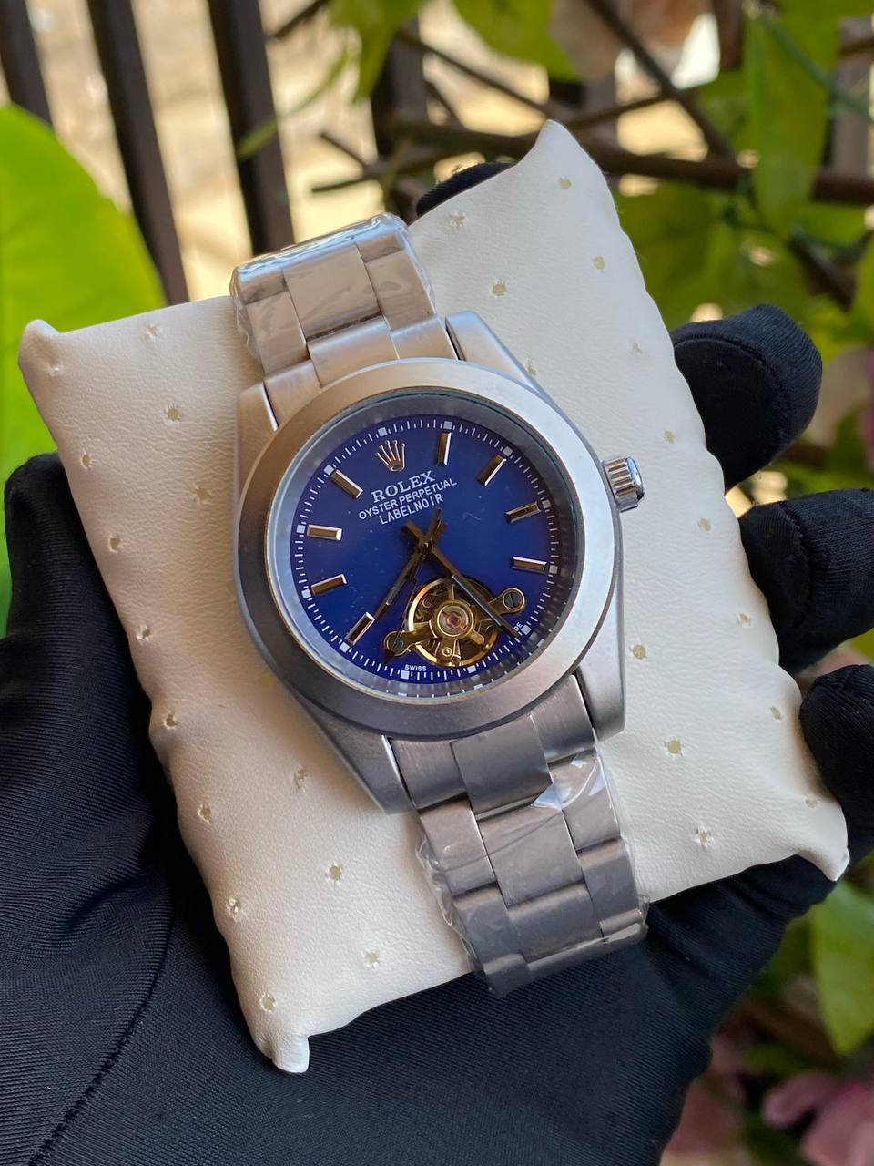 ROLEX AUTOMATIC GENTS WATCH TOURBILLON MACHINE WATER RESISTANT STAINLESS STEEL ROLEX BRANDED BOX ENGRAVING SERVICES ENQUIRIES