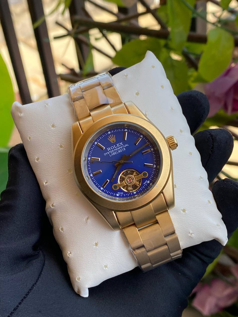 ROLEX AUTOMATIC GENTS WATCH TOURBILLON MACHINE WATER RESISTANT STAINLESS STEEL ROLEX BRANDED BOX ENGRAVING SERVICES ENQUIRIES