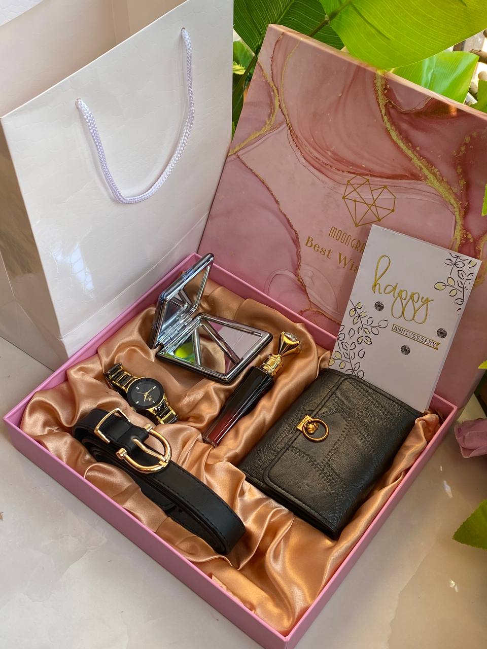 BEST WISHES LADIES GIFT PACK WATCH LIPSTICK MIRROR WALLET/PURSE BELT CARD & BAG WE ENGRAVE GIFTS AND ENQUIRIES