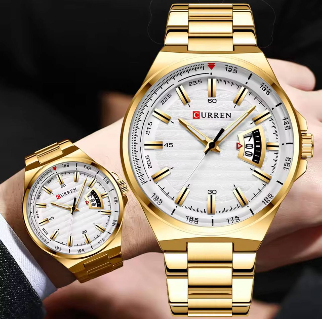 CURREN GENTS 8375 BATTERY POWERED DATE DISPLAY WATER RESISTANT CURREN BRANDED BOX ENGRAVING SERVICES ENQUIRIES