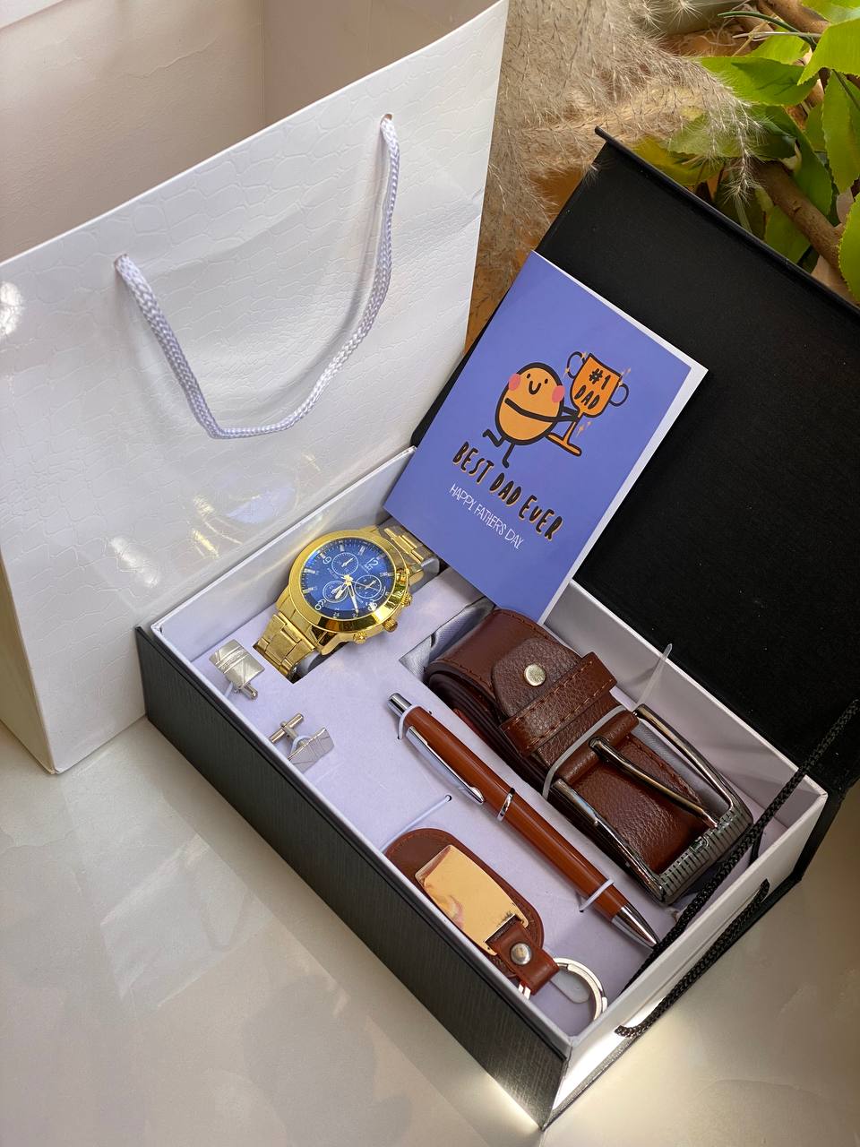 FATHERS DAY GIFT PACK WATCH KEYHOLDER CUFFLINKS PEN BELT GIFT CARD GIFT BAG ENGRAVING SERVICES AND ENQUIRIES