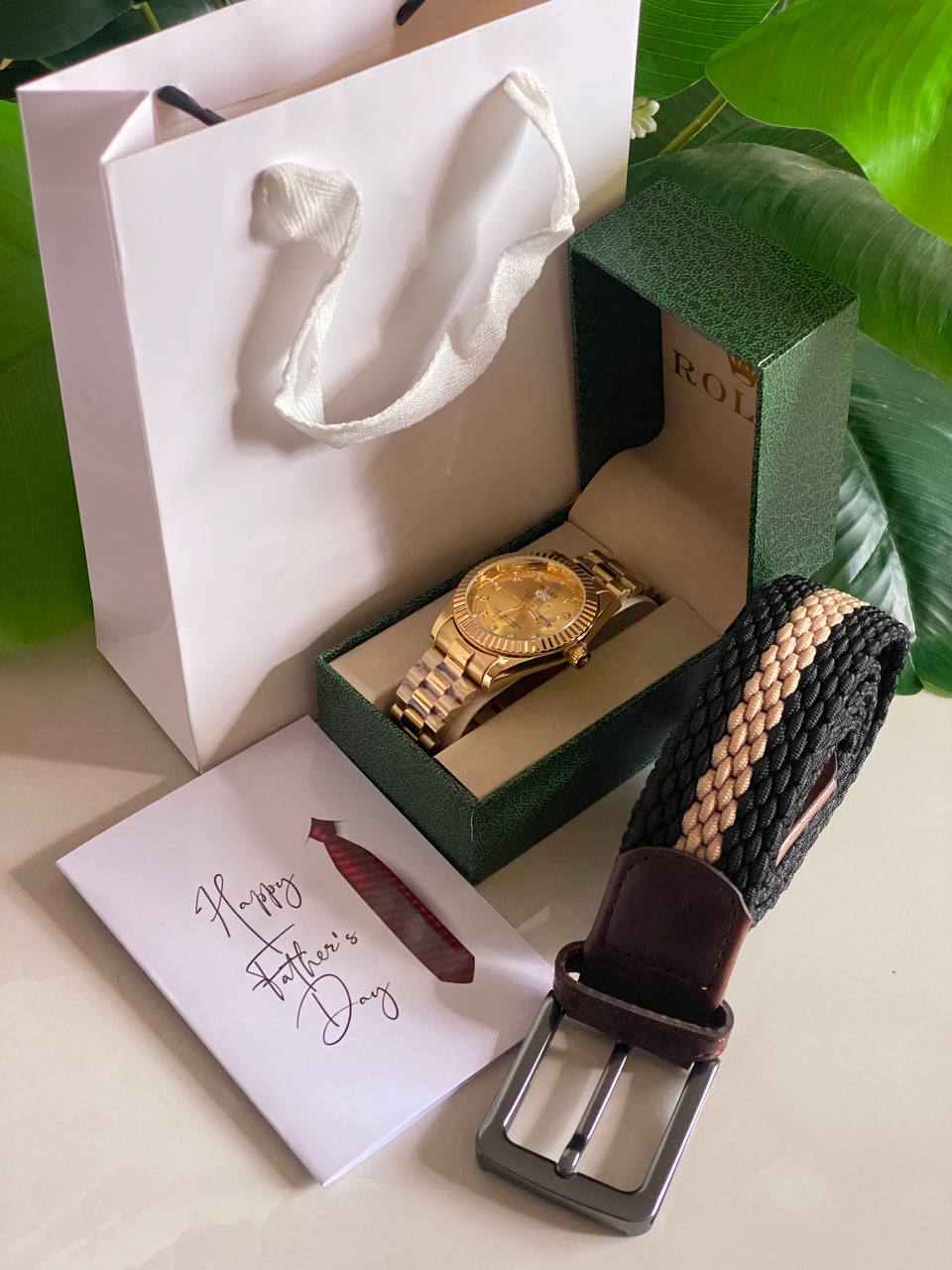 FATHERS DAY GIFT ROLEX SET ROLEX WATCH X BOX BELT CARD & BAG AND ENQUIRIES