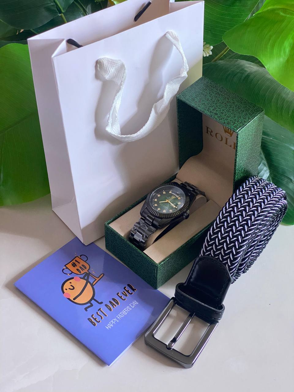 FATHERS DAY GIFT ROLEX SET ROLEX WATCH X BOX BELT CARD & BAG AND ENQUIRIES