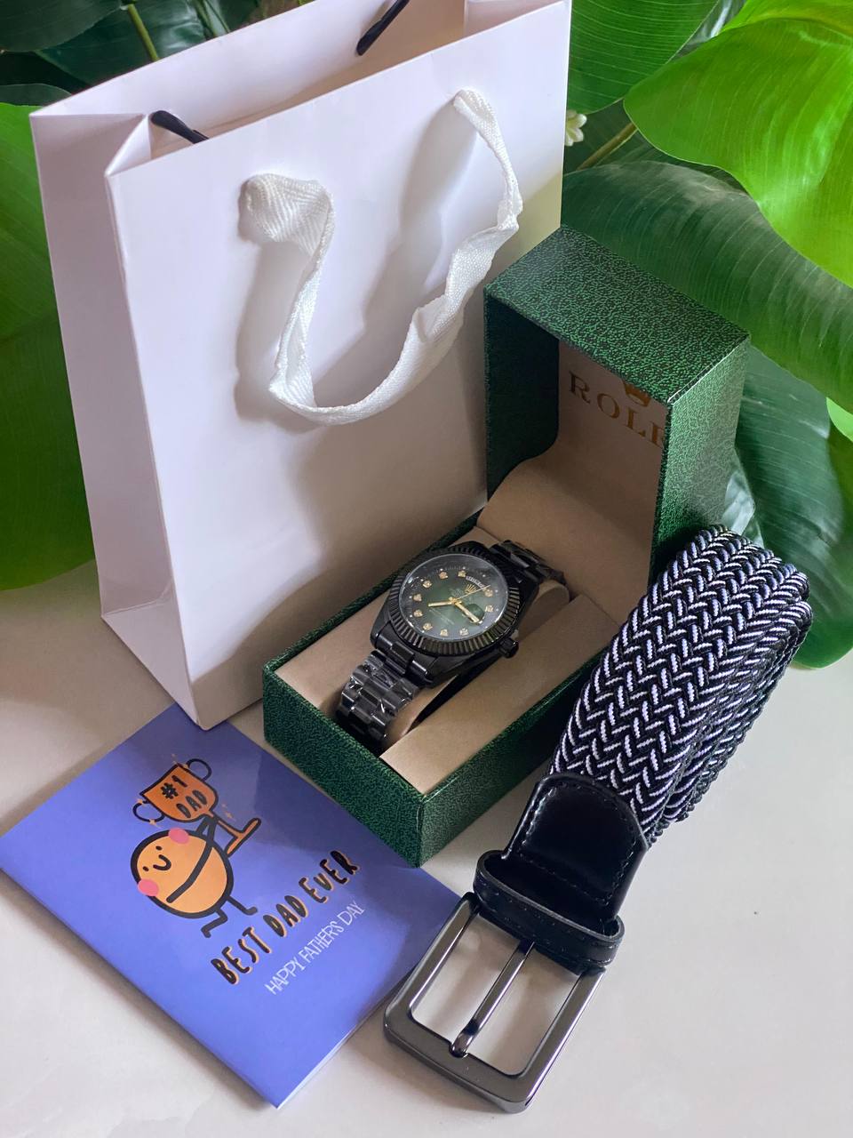 FATHERS DAY GIFT ROLEX SET ROLEX WATCH X BOX BELT CARD & BAG AND ENQUIRIES