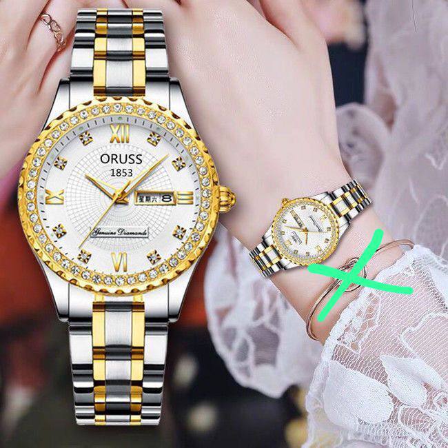 ‼ BRAND ALERT ‼ ORUSS LADIES DAY & DATE DATE & DATE DISPLAY STAINLESS STEEL BATTERY POWERED WATER RESISTANT ENGRAVING SERVICES ENQUIRIES