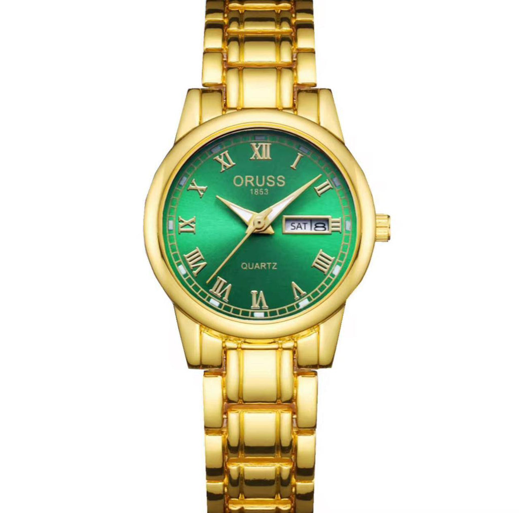 ‼ BRAND ALERT ‼ ORUSS LADIES DAY & DATE WATCH DAY & DATE DISPLAY STAINLESS STEEL BATTERY POWERED WATER RESISTANT ENGRAVING SERVICES ENQUIRIES